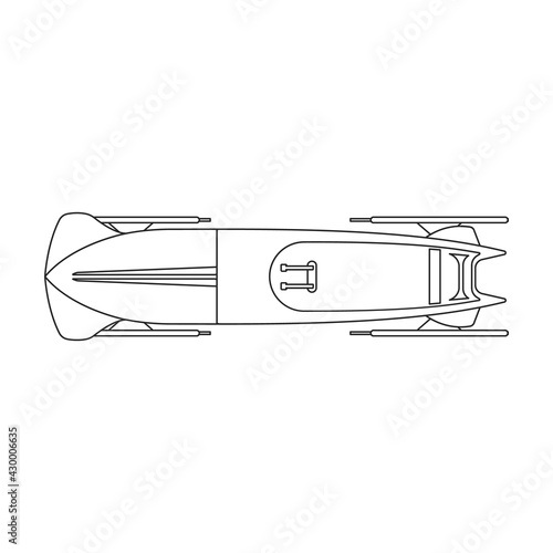 Bobsled vector outline icon. Vector illustration bobsleigh on white background. Isolated outline illustration icon of bobsled.