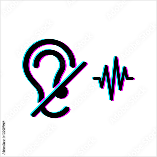 Deaf Glitch Icon, Disability To Hear, Listen, Ear, Human,