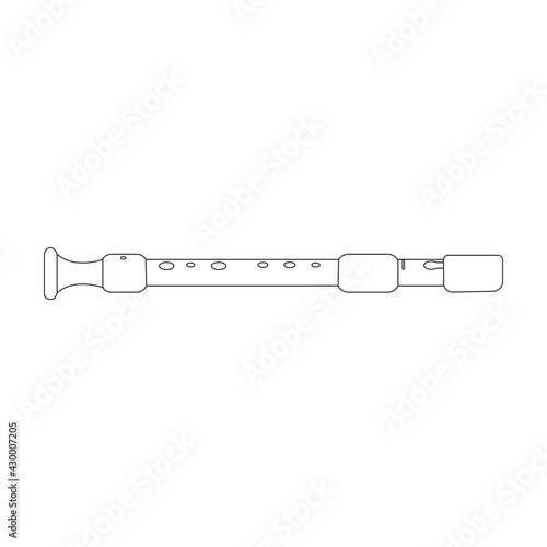 Flute vector outline icon. Vector illustration music instrument on white background. Isolated outline illustration icon of flute.