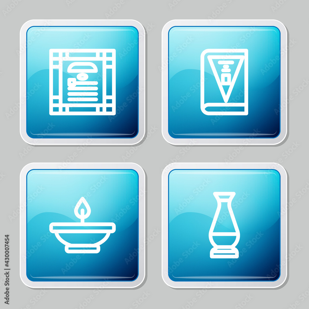 Set line India constitution day, , Aroma lamp and Indian vase icon. Vector Set line India constitution day, , Aroma lamp and Indian vase icon. Vector