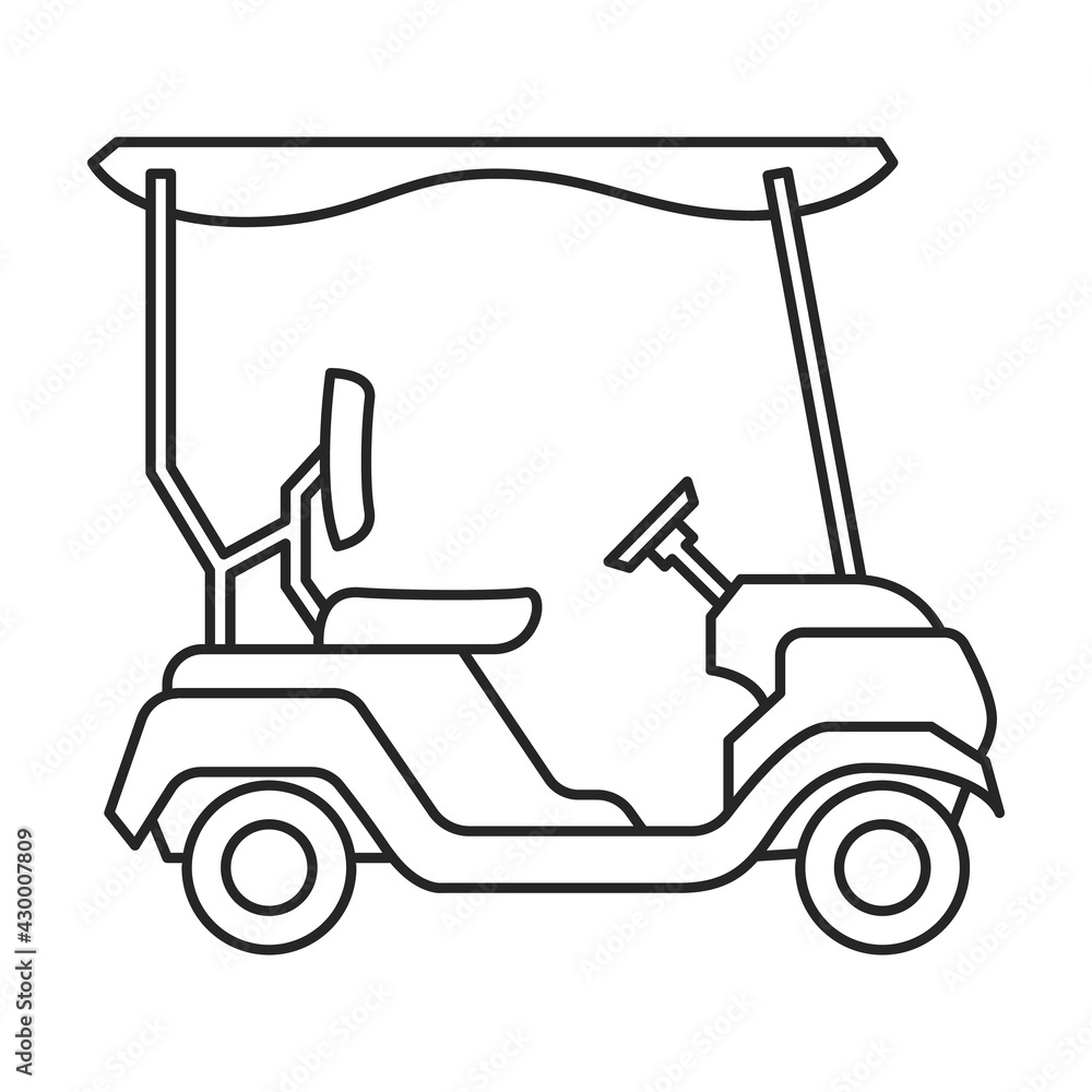Golf cart vector outline icon. Vector illustration buggy car on white background. Isolated outline illustration icon of golf cart .
