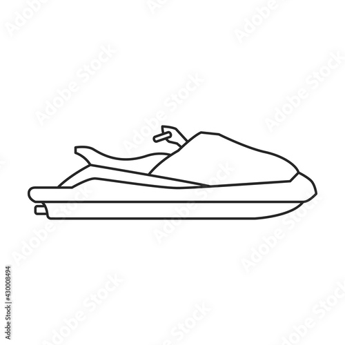 Jet ski vector outline icon. Vector illustration jetski on white background. Isolated outline illustration icon of jet ski .