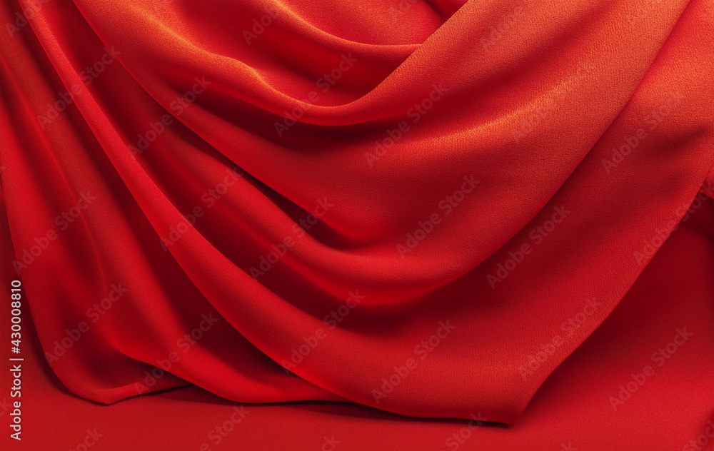 Background, texture, pattern, wavy red silk fabric. Background, texture, pattern, wavy red silk fabric.