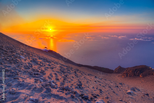 
Sunset from Stromboli vulcanic island