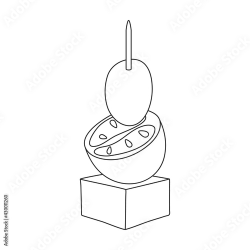 Canape vector outline icon. Vector illustration food appetizer on white background. Isolated outline illustration icon of canape .