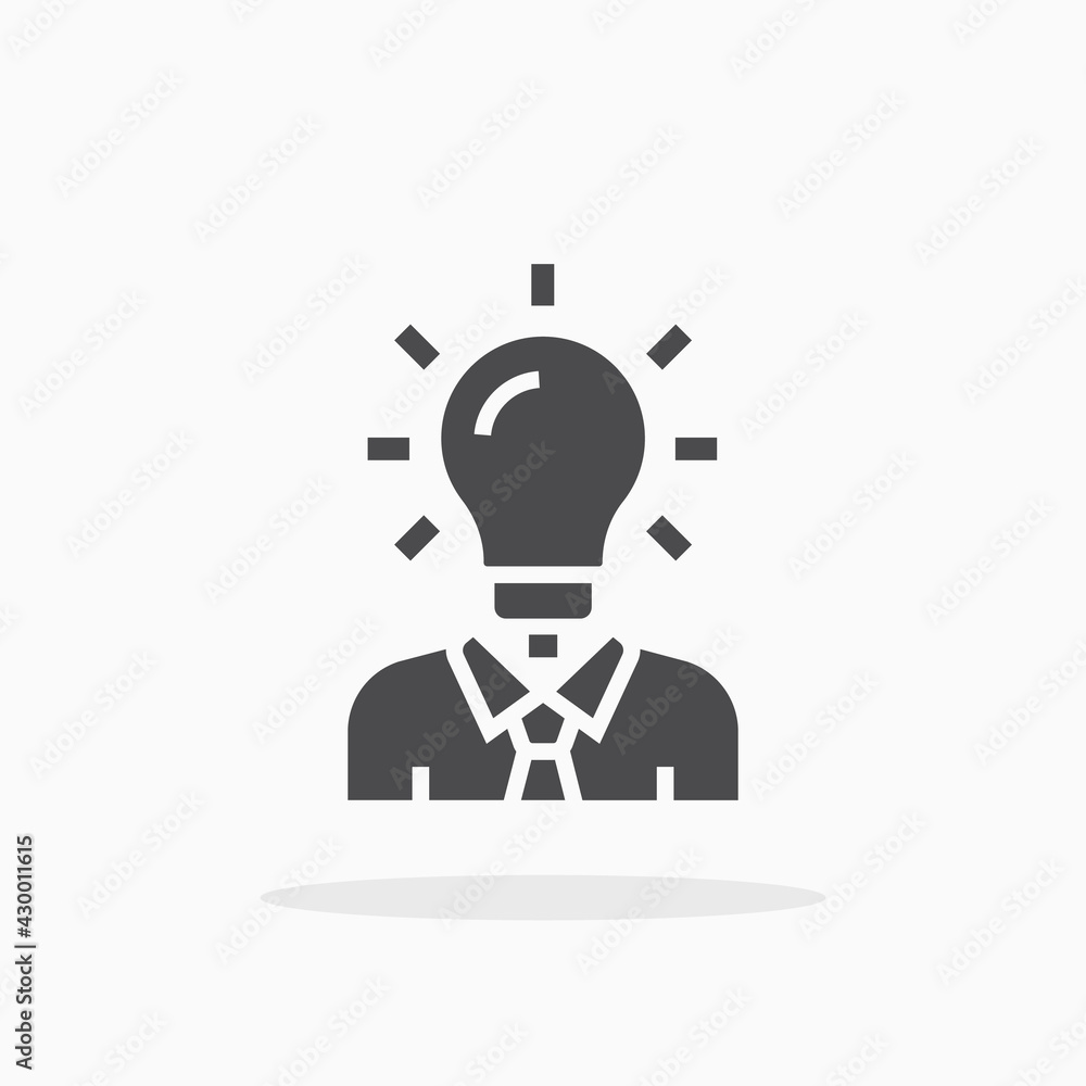 Man head light bulb icon. Man head light bulb icon.