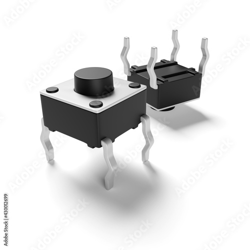 Tableau sur toile Tactile button switch isolated on white