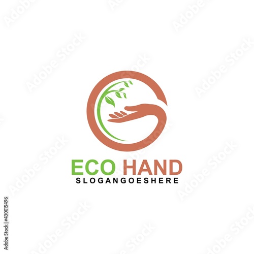 Hand, Tree and Leaf logo Combination. Arm and ecosystem symbol or icon. Unique and Organic