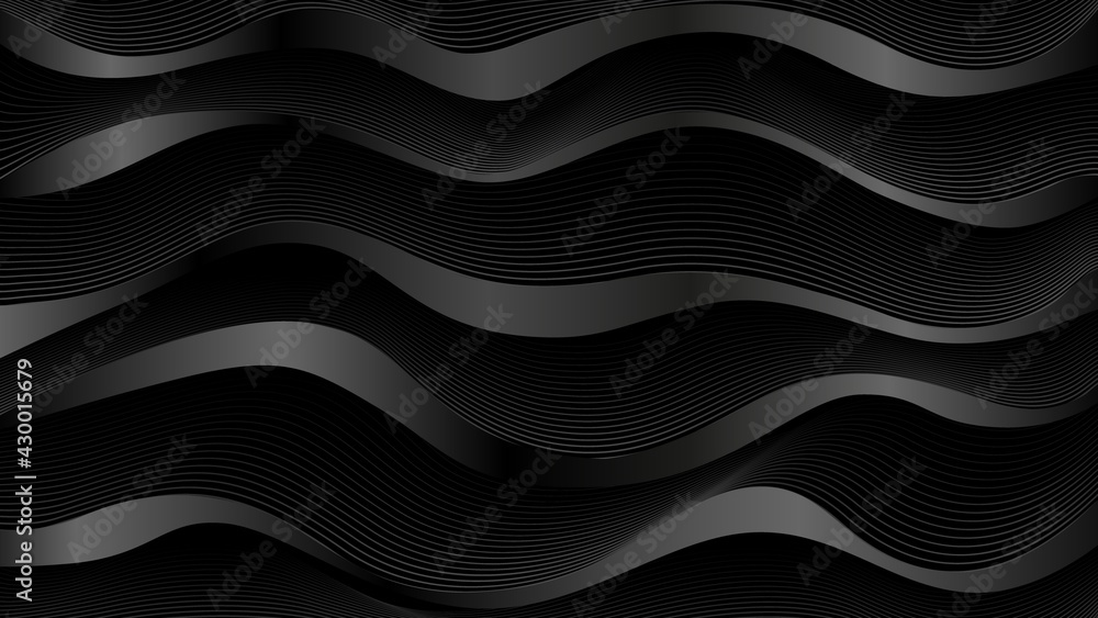 Abstract Black Wavy Shapes Background. Vector illustration