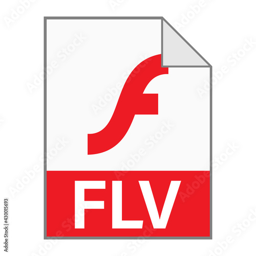 Modern flat design of FLV file icon for web