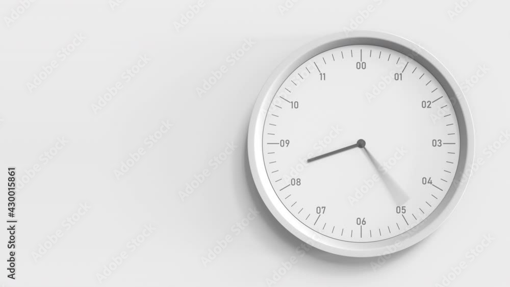 White wall clock in the office, looping time lapse 3D animation White wall clock in the office, looping time lapse 3D animation