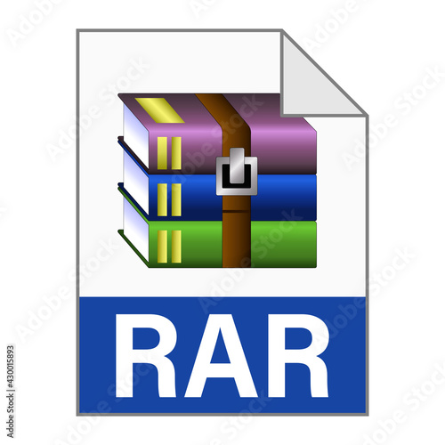 Modern flat design of RAR archive file icon for web photo