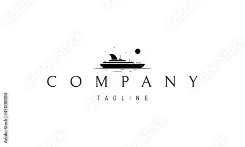 Vector logo on which an abstract image of a tourist cruise ship.