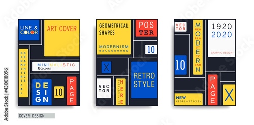Modern covers template. Geometric composition in a trendy style of abstraction art. Neoplasticism vector design.