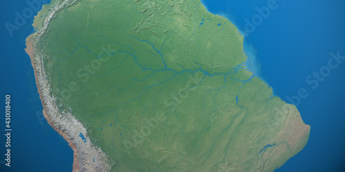 Amazon river basin in planet earth, aerial view from outer space