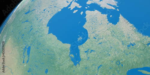 Hudson Bay in planet earth, aerial view from outer space