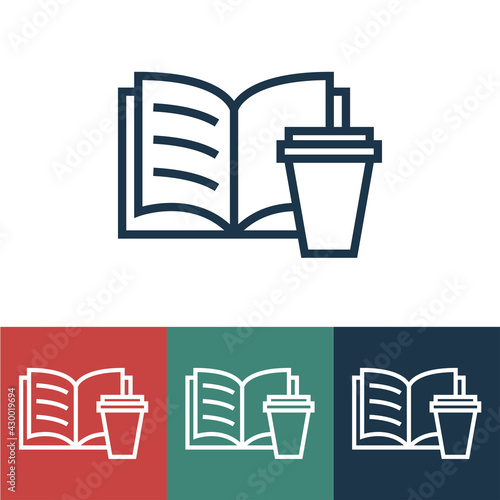 Line icon book with cup