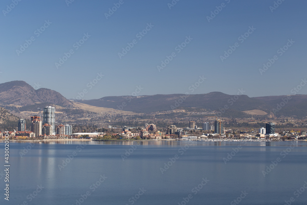 View of downtown of Kelowna across from the west side of the Okanagan Lake