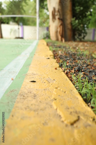 closeup of badminton court