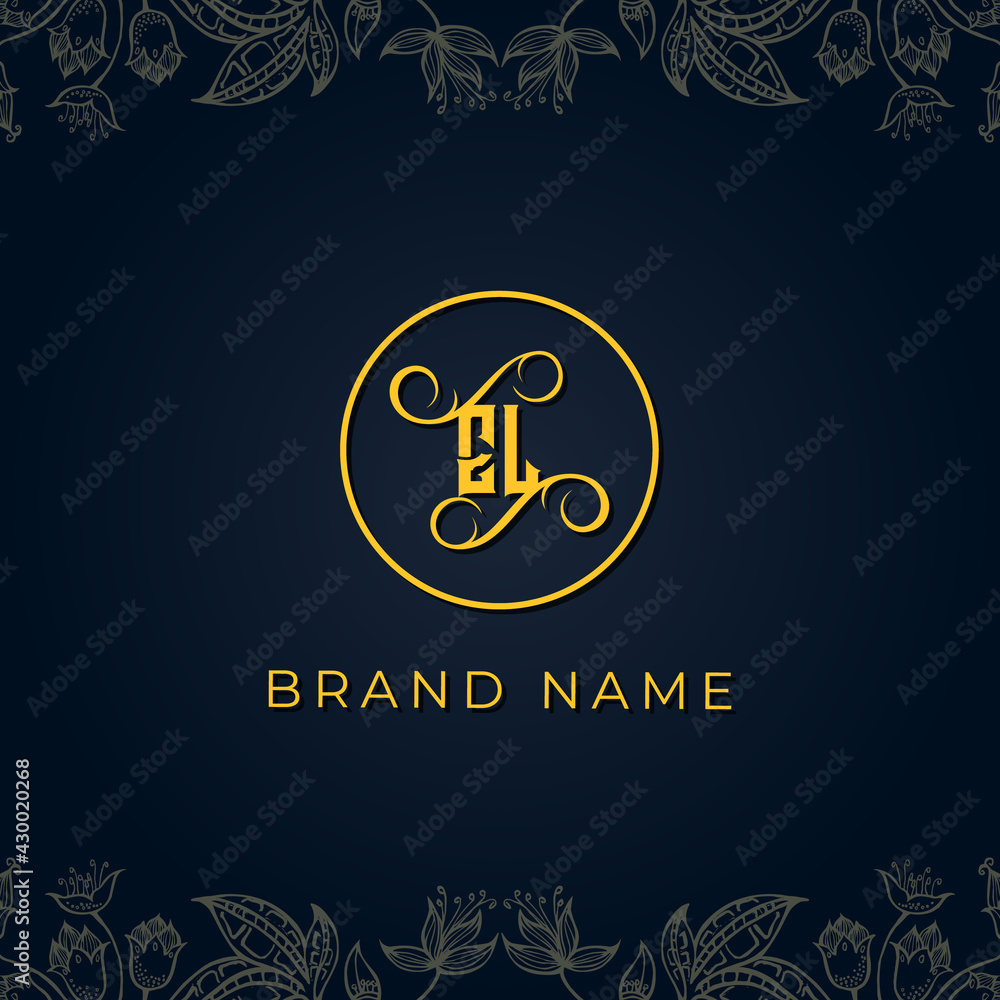 Royal luxury letter EL logo.