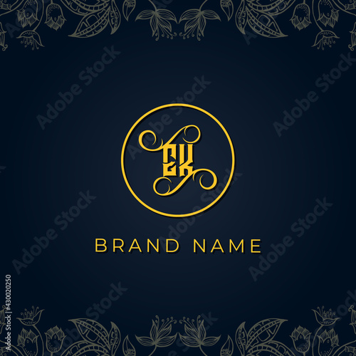 Royal luxury letter EK logo.