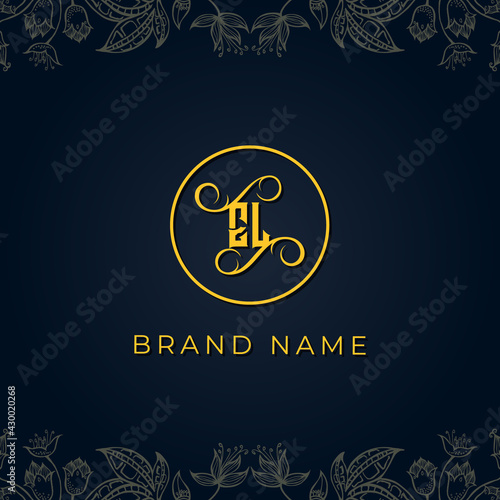 Royal luxury letter EL logo.