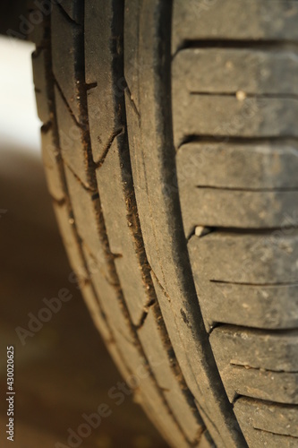 close up of an tyre groves