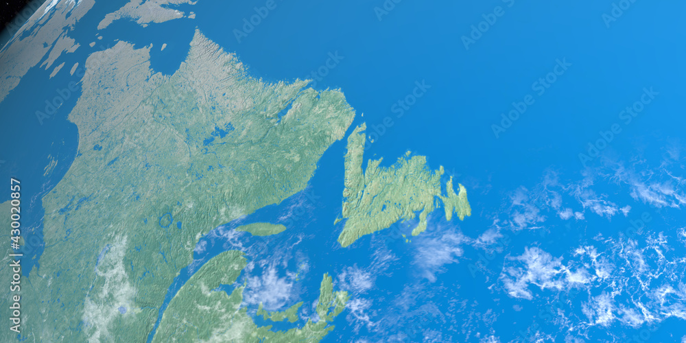 Fototapeta premium North of Canada in planet earth, aerial view from outer space