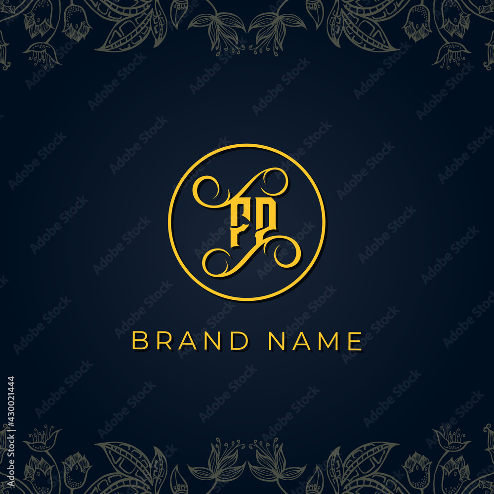 Royal luxury letter FP logo.