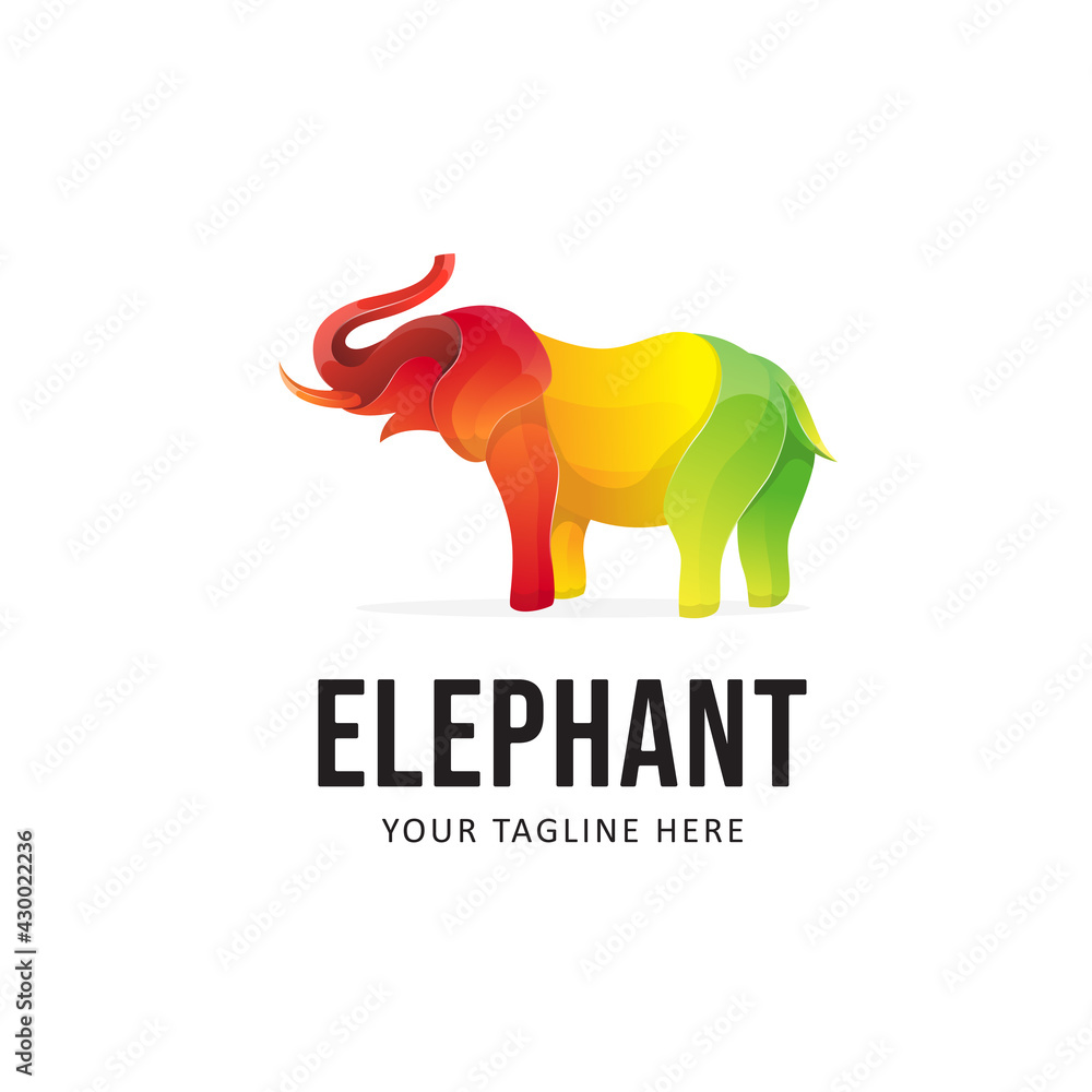 Colorful Elephant Logo Design. Gradient Style Logo Animal Stock Vector |  Adobe Stock