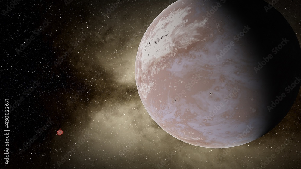 Naklejka premium earth-like planet in far space, planets background 3d render