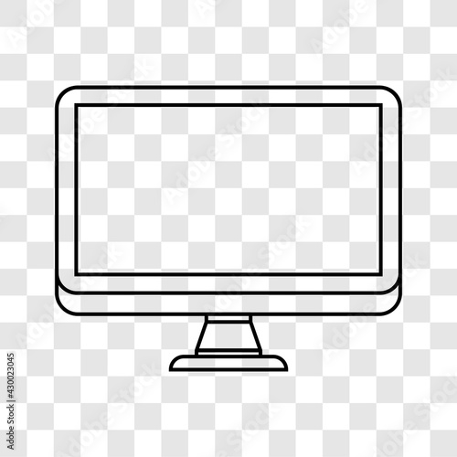 Computer screen icon. Desktop PC monitor or television symbol. Isolated on transparent background. Vector illustration.