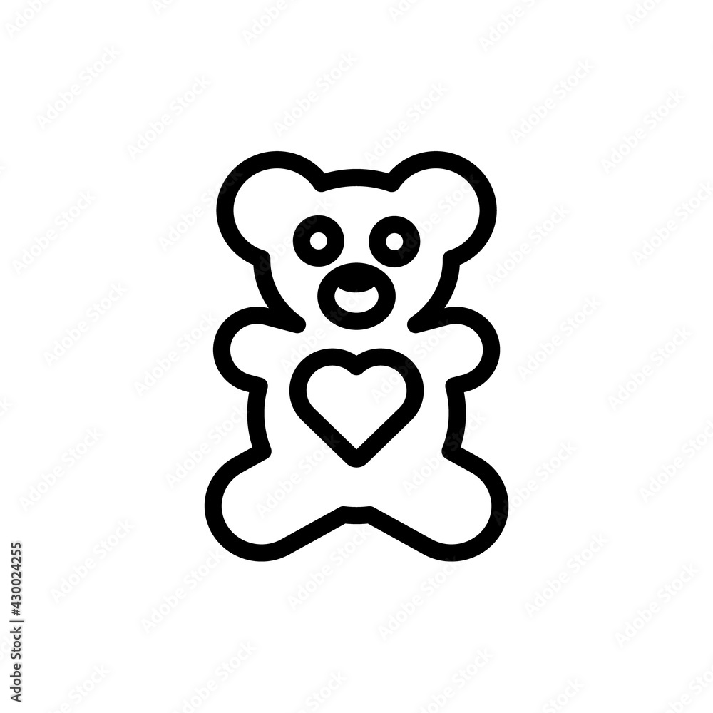 Cute smiling teddy bear icon. Teddy bear plush toy line art icon for apps and websites. Soft toy, Teddy bear line icon, outline vector sign, linear pictogram isolated on white. logo illustration Cute smiling teddy bear icon. Teddy bear plush toy line art icon for apps and websites. Soft toy, Teddy bear line icon, outline vector sign, linear pictogram isolated on white. logo illustration