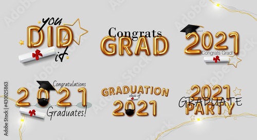 Inspiration and motivation graduation party quotes. Vector