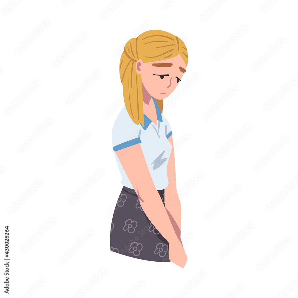 Unhappy Stressed Girl, Young Woman Feelings, Human Emotions and Feelings Concept Cartoon Vector Illustration Unhappy Stressed Girl, Young Woman Feelings, Human Emotions and Feelings Concept Cartoon Vector Illustration
