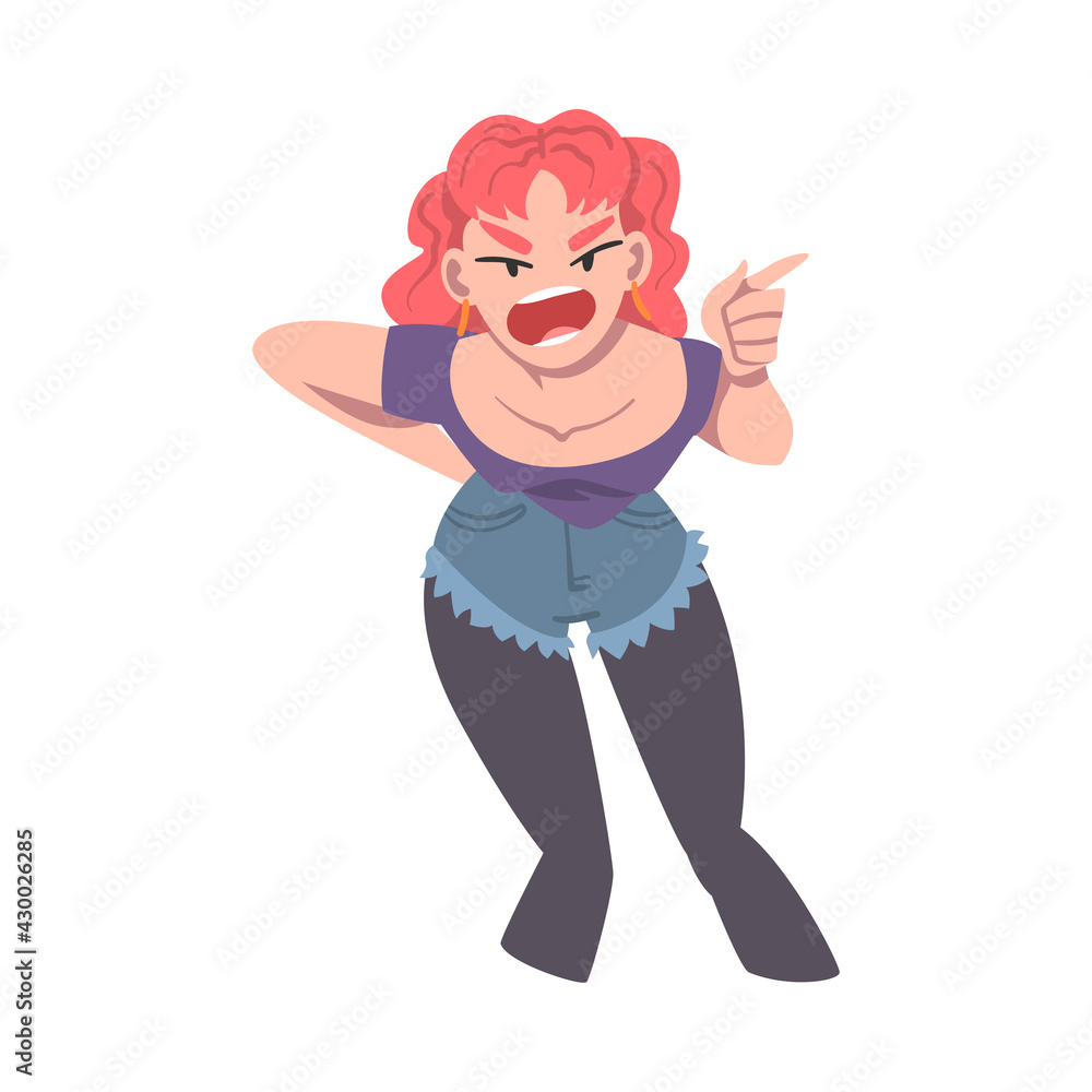 Furious Girl, Angry Young Woman, Human Emotions and Feelings Concept Cartoon Vector Illustration Furious Girl, Angry Young Woman, Human Emotions and Feelings Concept Cartoon Vector Illustration