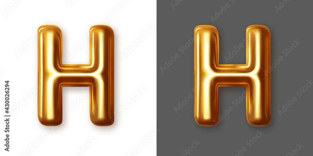 Metallic gold alphabet letter symbol - H. Vector Metallic gold alphabet letter symbol - H. Vector
