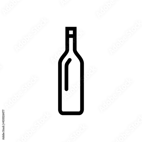 Wine bottle glass outline icon. Minimal line design. Vector illustration. icon isolated on white background.