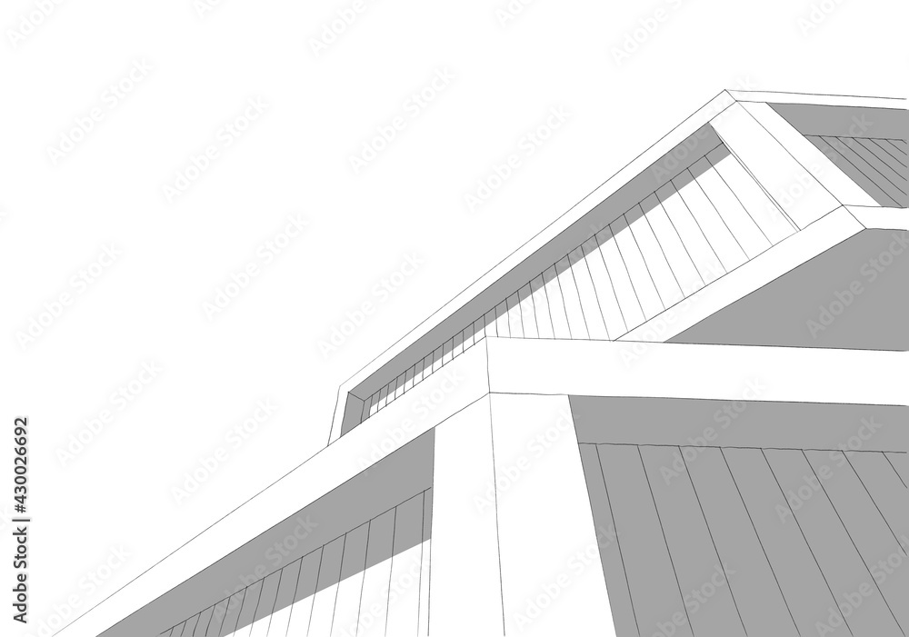 modern building architectural 3d illustration modern building architectural 3d illustration