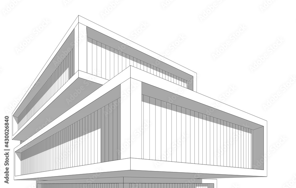 modern building architectural 3d illustration modern building architectural 3d illustration