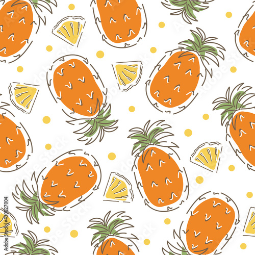 Seamless pattern with pineapples. Abstract fruits. Vector illustration.