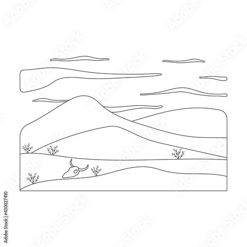 Landscape desert vector outline icon. Vector illustration desert sand on white background. Isolated outline illustration icon of sand landscape.