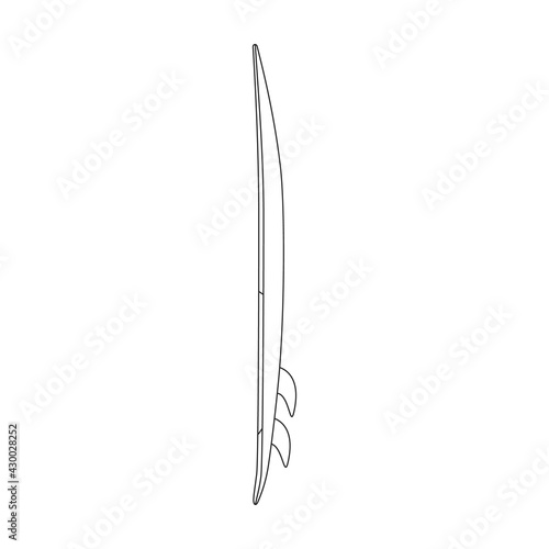 Surfboard vector outline icon. Vector illustration surf board on white background. Isolated outline illustration icon of surfboard.