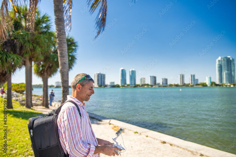 Male drone operator in Miami