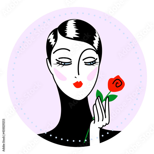 Glamour girl with red rose