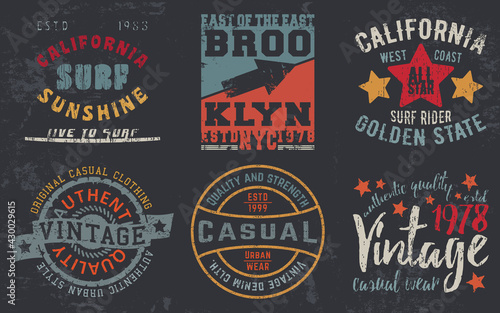 Vintage design print for t-shirt stamp, tee applique, fashion typography, badge, label clothing, jeans, and casual wear. Vector illustration