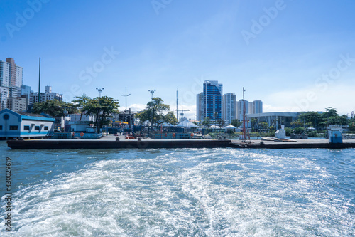 Ferry terminal. Ferry deck. Santos, Brazil.