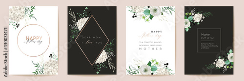 Mothers day beautiful floral cards. Watercolor flowers frame vector set. Spring flower design for Mother party
