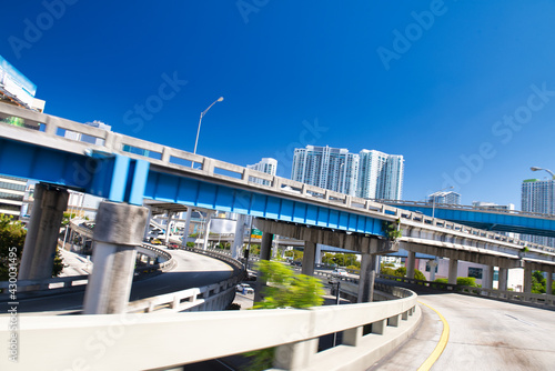 A bridge over a road in Downtown Miami