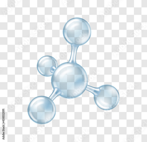 Transparent 3d molecule. Geometric structure of the molecular sphere, glowing bubble